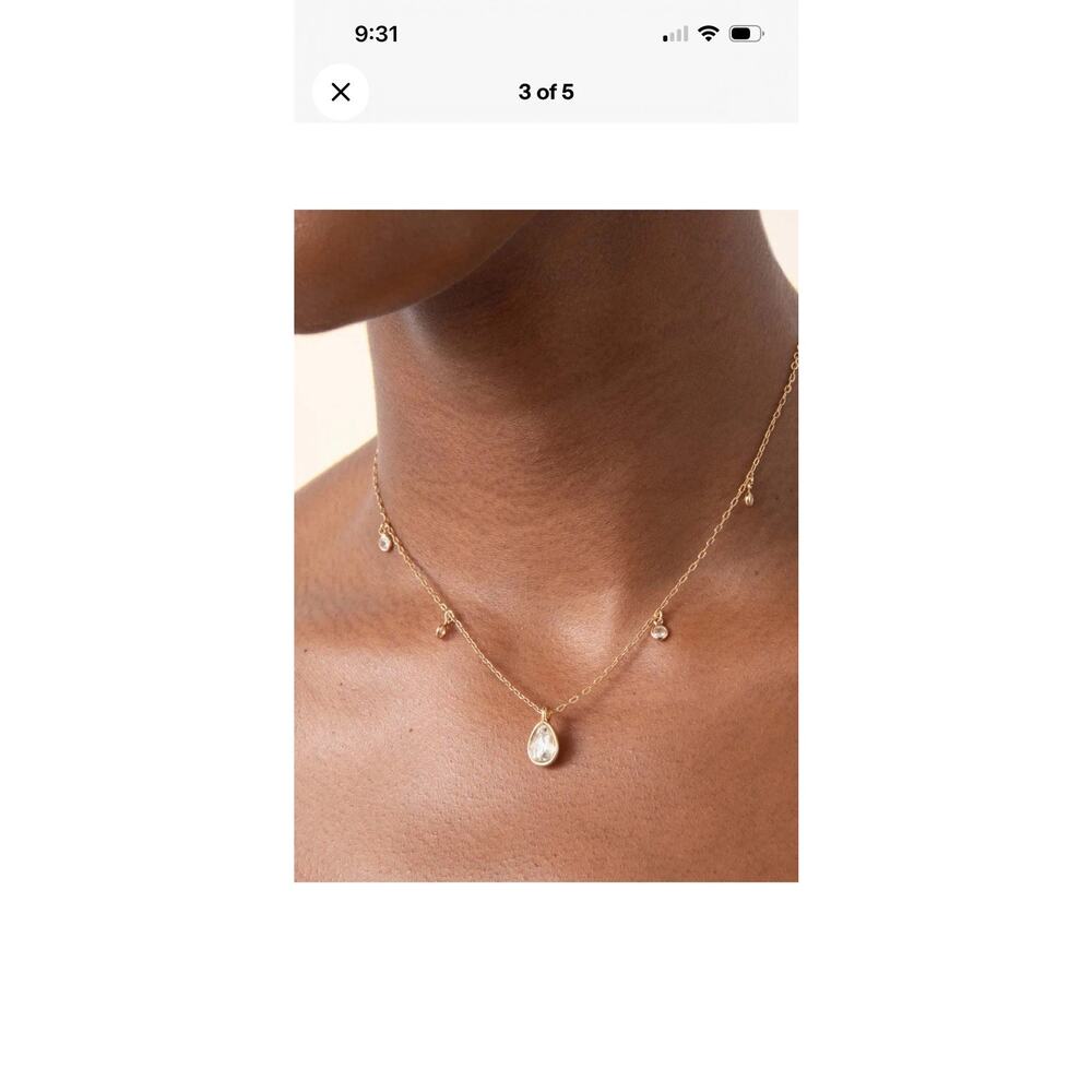 NEW Ettika Dripping in Crystals Drop Necklace, Gold, FabFitFun, BNIB Retail $65 - Picture 3 of 4